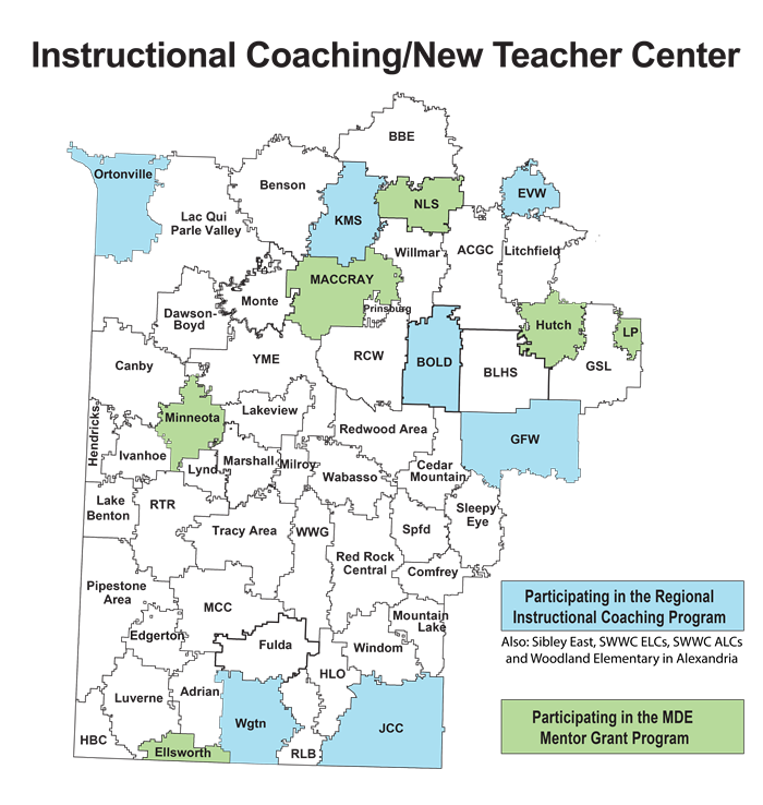 Image of the region showing which schools are participating in the instructional coaching project Image of the region showing which schools are participating in the instructional coaching project